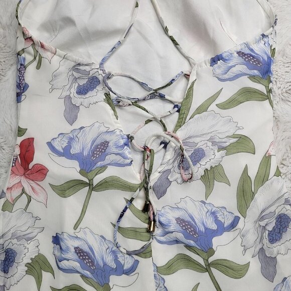 By The Way Large Floral Print White Sleeveless High Neck Mini Dress Size XS - Picture 9 of 13